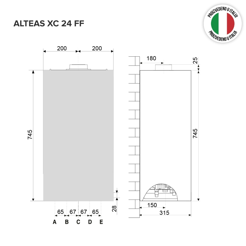 Konvencionalni gasni kotao ARISTON ALTEAS XC 24kW FF NG