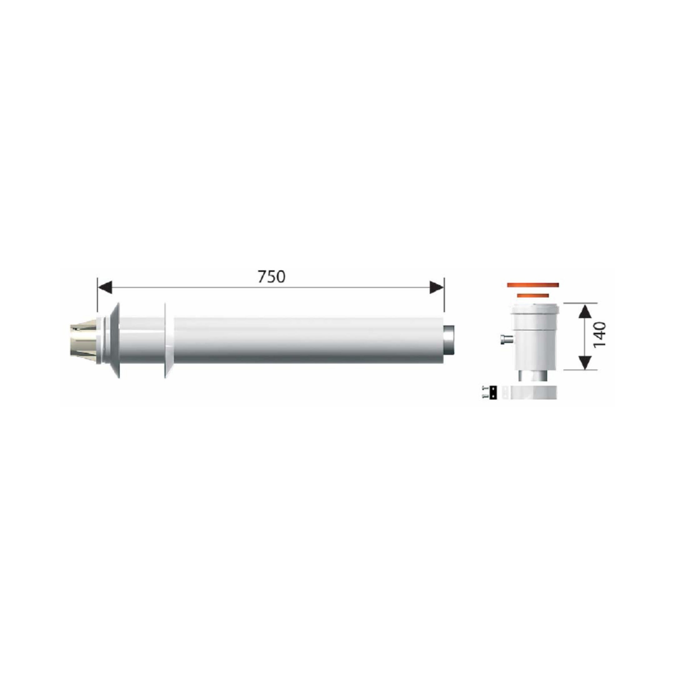 ARISTON Koaksijalni dimovodni set sa vertikalnim početkom - 750mm Ø60/100