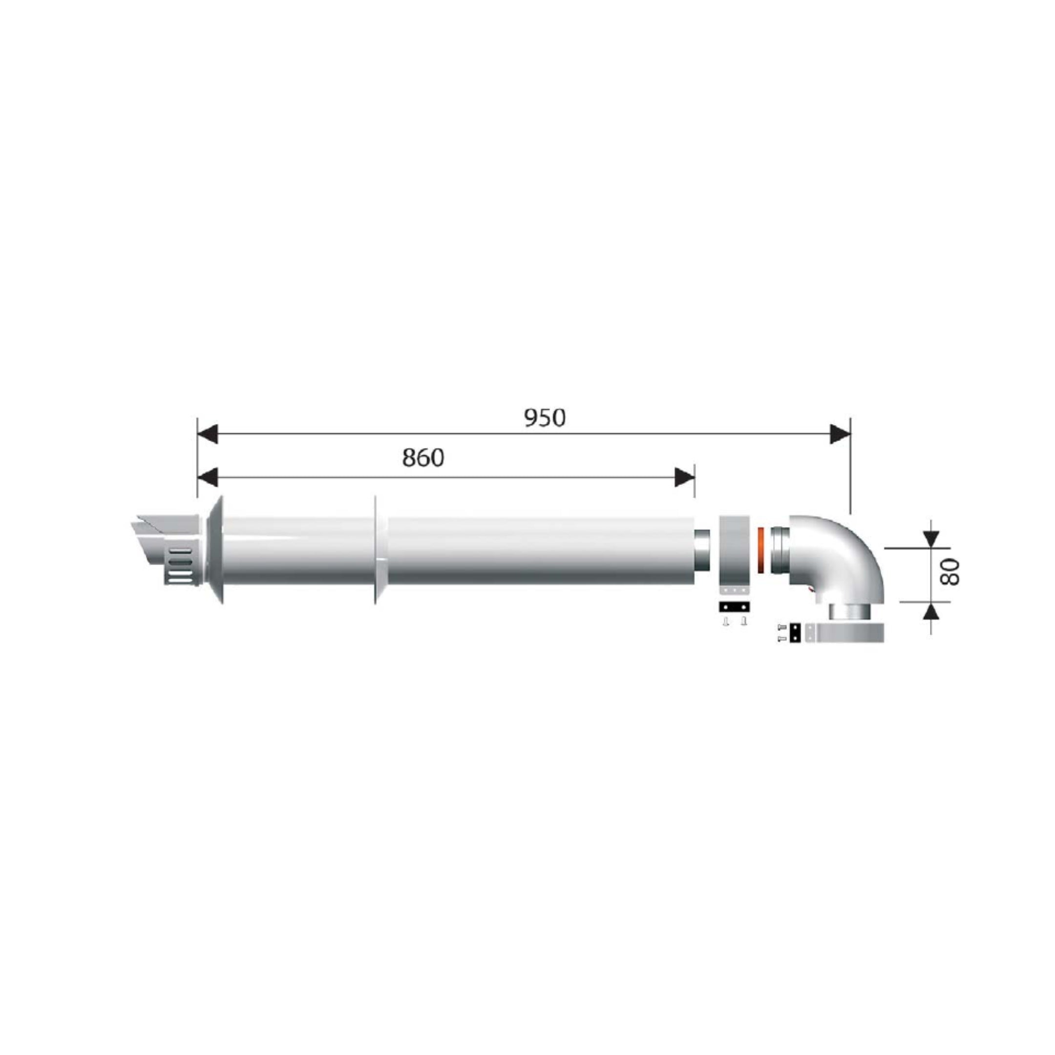 ARISTON Koaksijalni dimovodni set sa horizontalnim početkom - 1000mm Ø60/100 BELI