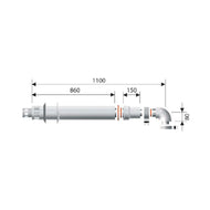 ARISTON Koaksijalni dimovodni set sa horizontalnim početkom - 1000mm Ø80/125