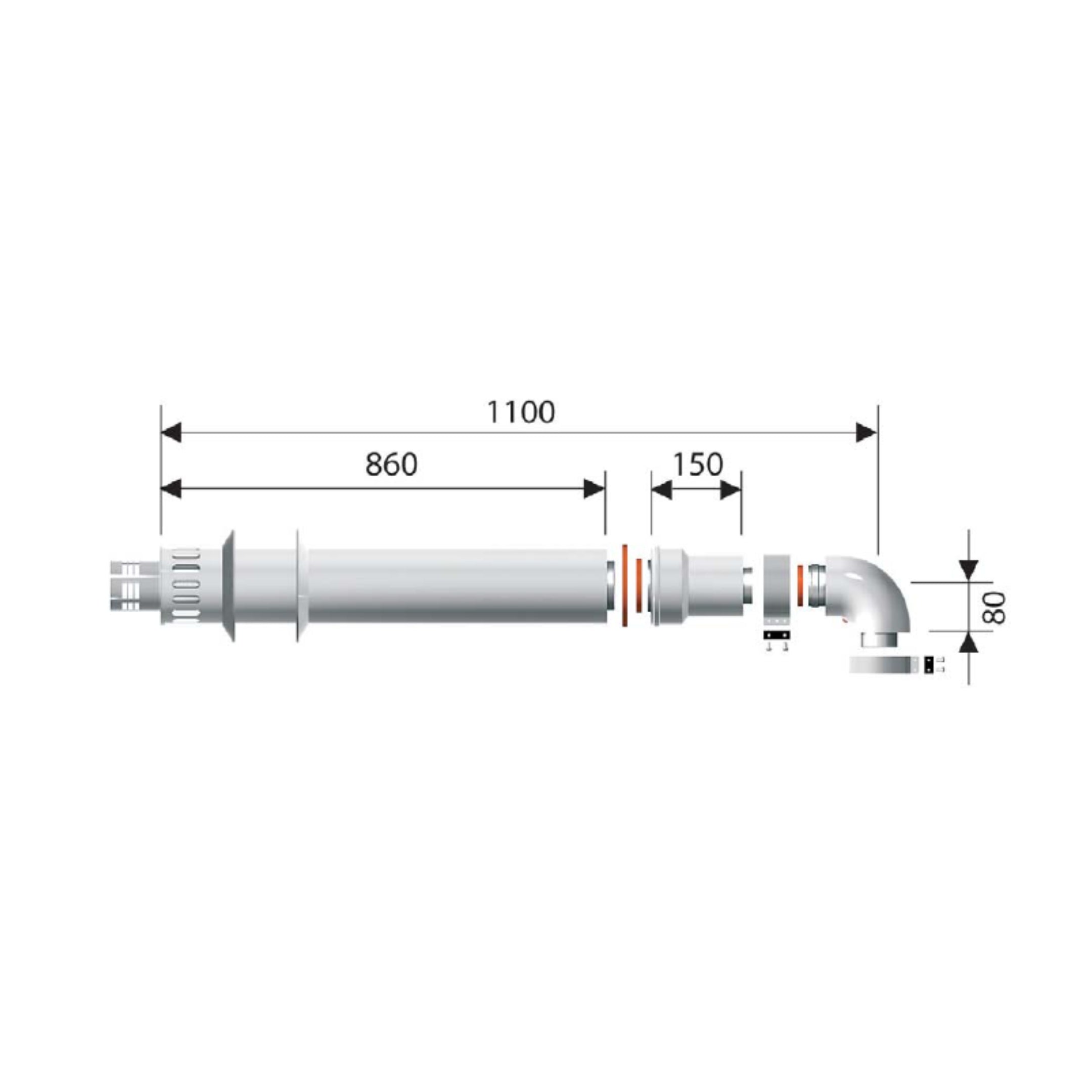 ARISTON Koaksijalni dimovodni set sa horizontalnim početkom - 1000mm Ø80/125