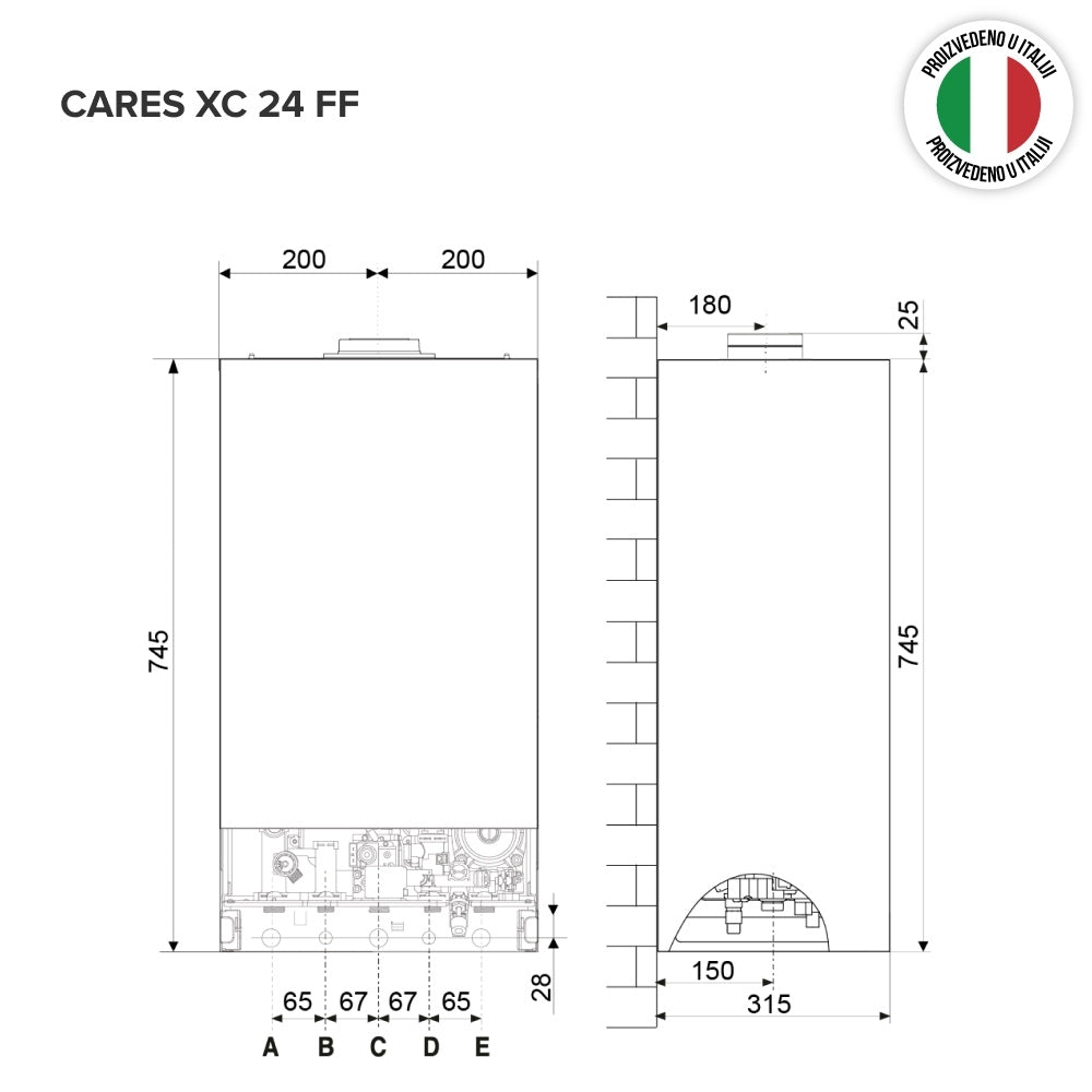 Konvencionalni gasni kotao ARISTON CARES XC 24kW FF NG